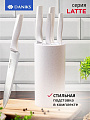 Набор ножей 6 предметов, нержавеющая сталь, рукоятка пластик, с подставкой, пластик, Daniks, Латте, YW-A383 - фото 2