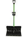 Лопата для снега пластик, с оцинкованной планкой, 500х375 мм, черенок металлический, ручка силы, Домбай - фото 2