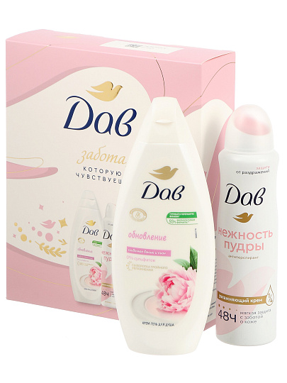 Набор подарочный жен, Дав, Обновление, крем-гель для душа, 250 мл + дезодорант, 150 мл, спрей