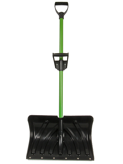 Лопата для снега пластик, с оцинкованной планкой, 500х375 мм, черенок металлический, ручка силы, Домбай