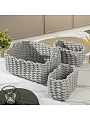 Набор плетеных корзин 3 шт, прямоугольный, плетеный, хлопок, серый, 34х28х15см, 21х14х13см, МП, Y4-8937