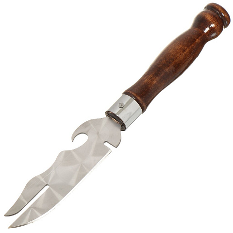 Шампур-нож 310(150)*45*2.5мм с узором и дерев.лакированой ручкой, Кольцо, 2К-308