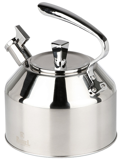 Чайник нержавеющая сталь, 3 л, со свистком, матовый, ручка сталь, RasheL, индукция, серебро, R-7830