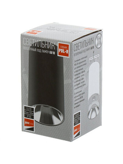 Светильник светодиодный, JazzWay, PDL-R 14080, 50 Вт, GU10, IP20, 8х8х14 см, 230В, черный, хром, 5031401