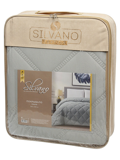 Покрывало евро, 240х260 см, 100% полиэстер, Silvano, Гранни, светло-серое