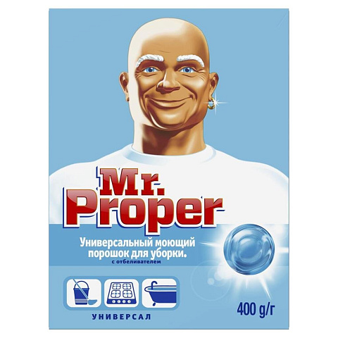Средство для мытья полов Mr.Proper, Универсал, 400 г, с отбеливателем, 81373193