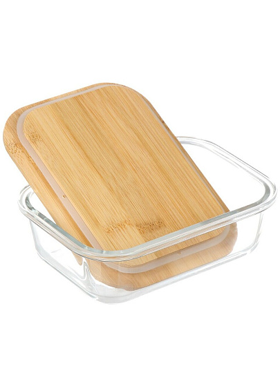 Контейнер пищевой стекло, 0.37, 0.64, 1.04 л, 3 шт, с бамбуковыми крышками, B150080