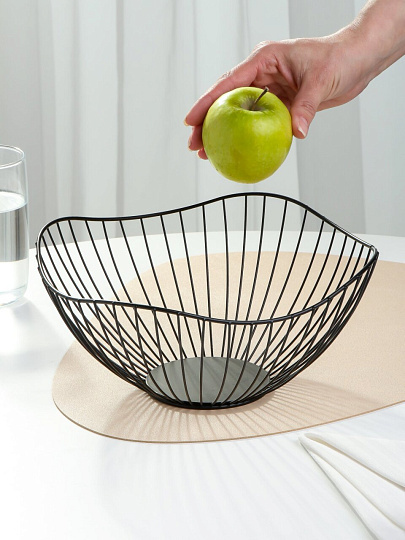 Ваза для фруктов, металл, 27.5х13 см, Y4-7658, черная