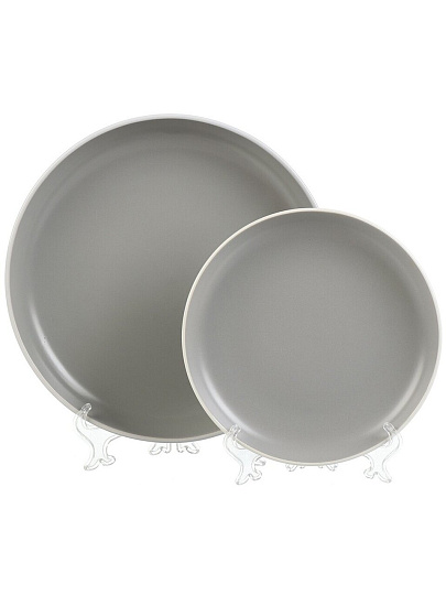 Сервиз столовый керамика, 16 предметов, на 4 персоны, B010859, светло-серый