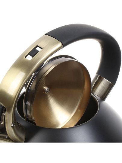 Чайник нержавеющая сталь, 3 л, со свистком, матовый, ручка металлическая, Daniks, индукция, M-079