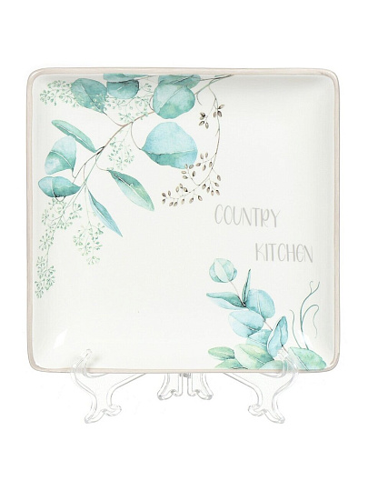 Тарелка обеденная, доломит, 21 см, квадратная, Вилладжио, Daniks