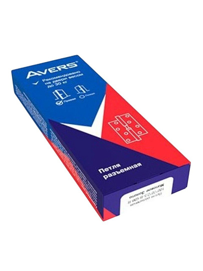 Петля для деревянных дверей, Avers, 100х75х2.5 мм, левая, B-CR-L, 30704, с подшипником, хром