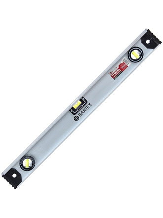 Уровень алюминий, 600 мм, 2 глазка + 1 поворотный, линейка, рельс, серебристый, Bartex, HJ-82D