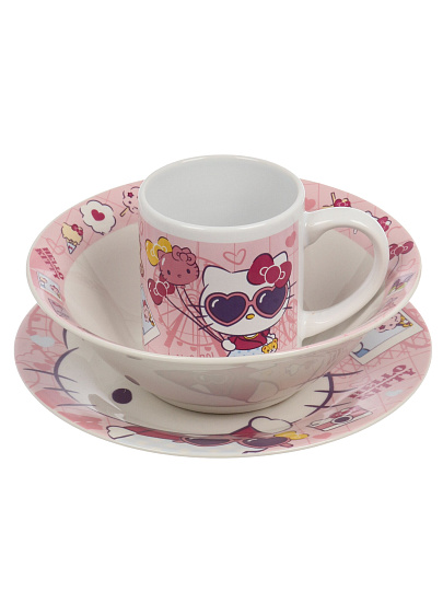 Набор детской посуды фарфор, 3 шт, Hello Kitty, подарочная упаковка, 311009