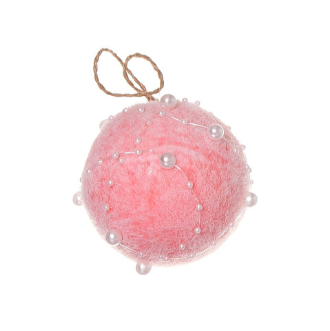Елочный шар розовый, 8х10 см, пластик, SYPM-1219157