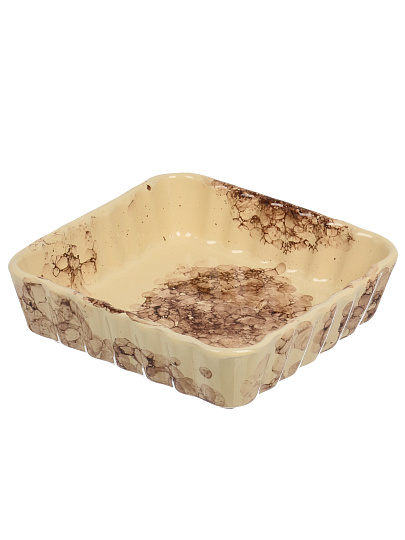 Форма для запекания керамика, 23х23х6.5 см, 1.5 л, квадратная, Псковский Гончар, Волна, Паутинка, НХП-ПС-11