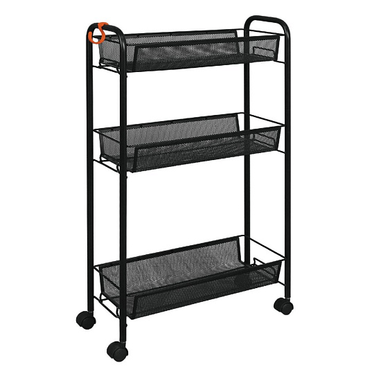 Этажерка универсальная, металл, 3 секции, 44х17х75.5 см, с мелкосетчатыми корзинами, черная, ЗМИ, Ладья 1 К, Э 321 Ч