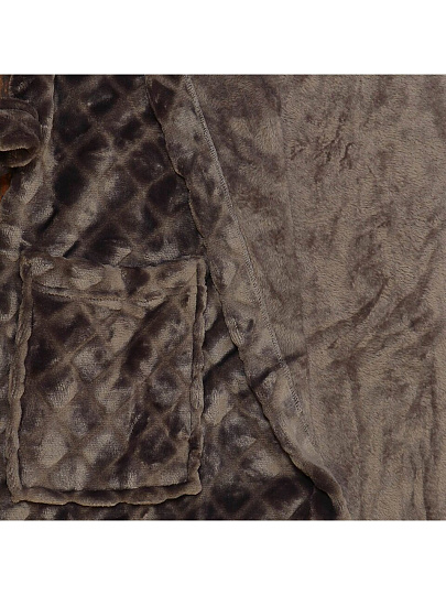 Халат унисекс, махровый, 100% полиэстер, графит, универсальный, 115х130х55 см, AI-0404020