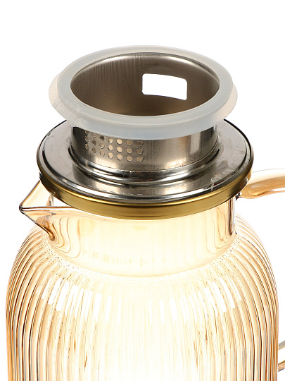 Кувшин боросиликатное стекло, 1.9 л, медов, Грани, крыш-фильтр, Y4-11034