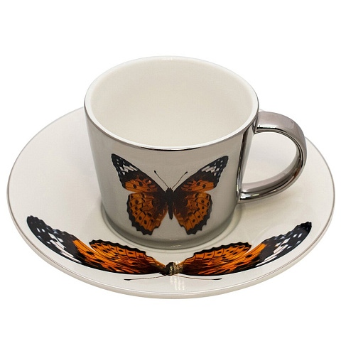 Чайная пара фарфор, 2 предмета, на 1 персону, 230 мл, Бабочка, ПС0028-25