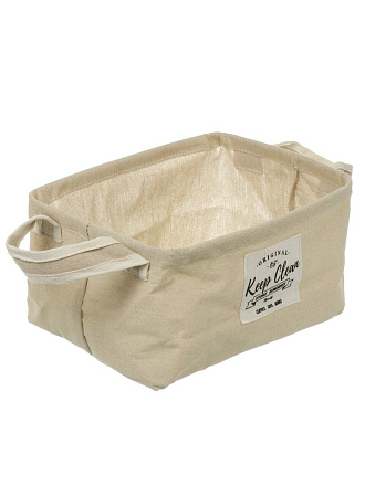 Корзина для хранения, 28х20х16 см, прямоугольная, бежевая, с ручками, A290108