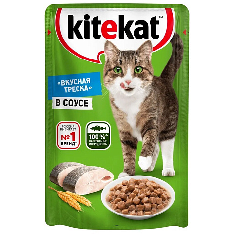 Корм для животных Kitekat, 85 г, для кошек, рыба в соусе, пауч