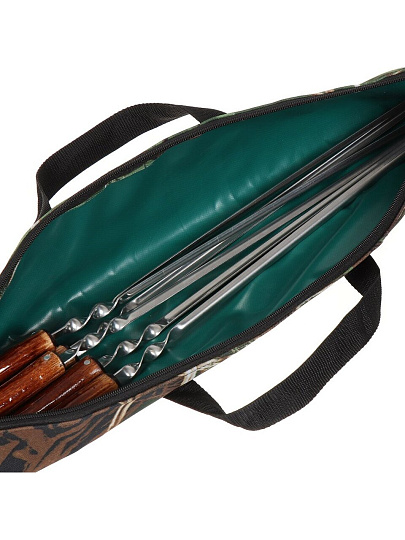 Шампур лезвие угловое, 6 шт, 450х12х2 мм, нержавеющая сталь, рукоятка дерево, 2К-393