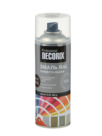 Эмаль аэрозольная, Decorix, Professional, универсальная, акриловая, глянцевая, шоколадно-коричневая, RAL 8017, 520 мл