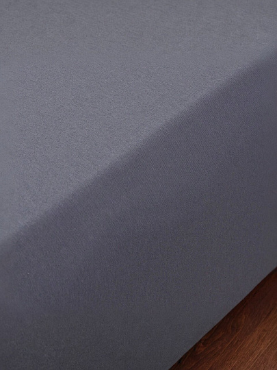 Простыня 2-спальная, 160х200х20 см, 100% хлопок, трикотаж, 120 г/м2, на резинке, Silvano, Графит, ПТр160*200