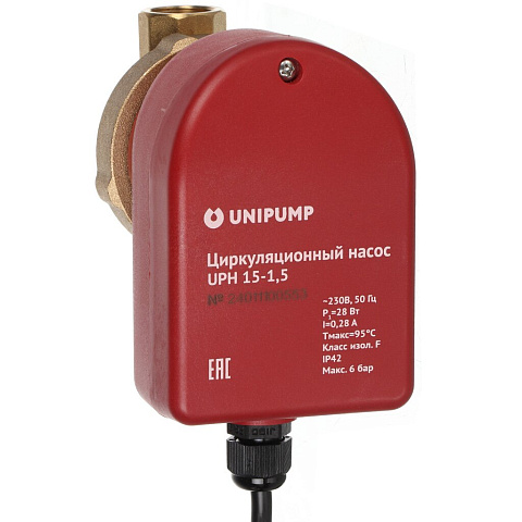 Насос циркуляционный, Unipump, 28 Вт, 1.4 м, 0.6 м³/ч, UPН 15-1.5