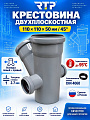 Крестовина канализационная двухплоскостная, 110х110х50 мм, 45 °, левый+правая, RTP, 36532