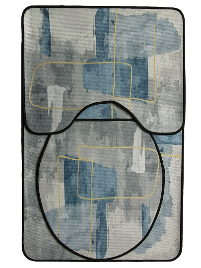 Набор ковриков для ванной, 3 шт, 0.5х0.8, 0.5х0.4, 0.45х0.39 м, диатомит, быстросохнущий, синий, Silvano, Вельвет