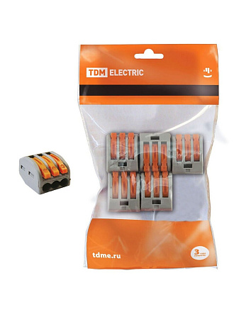 Клемма СК-413, соединительная, пластик, 5 шт, 2.5 мм², TDM Electric, SQ0527-0012