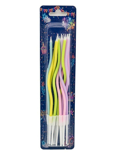Свечи для торта, 12.5 см, Макаронс, коктейльные, ассорти, с держателями,Ч53126