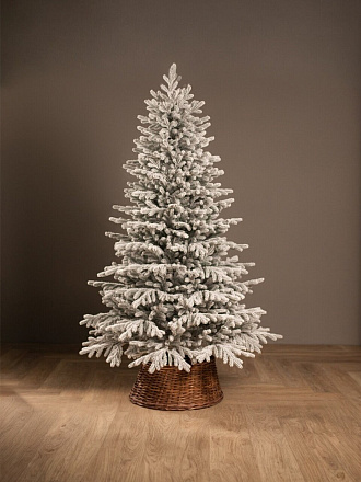 Елка новогодняя напольная, 150 см, Уральская, ель, хвоя литая, снег, подставка пластик, ЕУРАЛЗ 15, Елушка