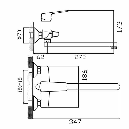 Смеситель для ванны, Gota Rocio, Galicia, с картриджем, хром, 034710-GOTA
