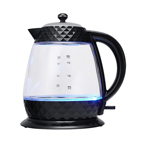 Чайник электрический Polaris, PWK 1750CGL, черный, 1.7 л, 1700 Вт, скрытый нагревательный элемент, стекло