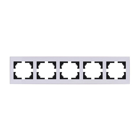 Рамка пятипостовая, горизонтальная, керамика, белая, Lezard, Rain, 703-0202-150