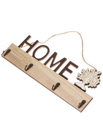 Ключница Дом, 29.5х12.5 см, МДФ, металл, 4 крючка, A200172