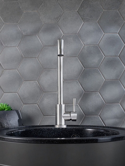 Смеситель для кухни, РМС, с картриджем, нержавеющая сталь, SUS124-017F-1