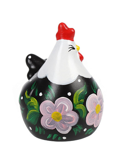 Фигурка декоративная гипс, Курица большая гладкая, 10.8х13.3х14.5 см, с белой головой, черная, 28 2220 0971