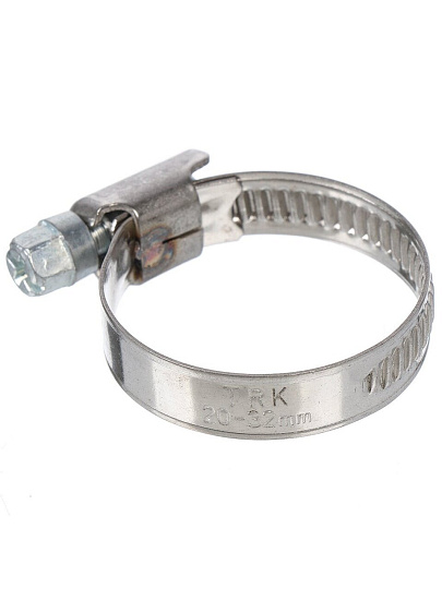 Хомут обжимной червячный, 20-32 мм, нержавеющая сталь, 5 шт, индивидуальная упаковка, Grandy