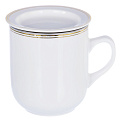 Кружка фарфор, 350 мл, Грация, с крышкой, с ситечком, Balsford, 101-01026, белый с золотом