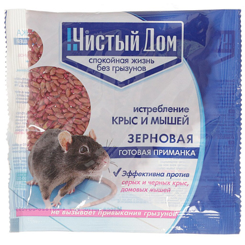 Родентицид Чистый Дом, от крыс и мышей, зерно, 50 г