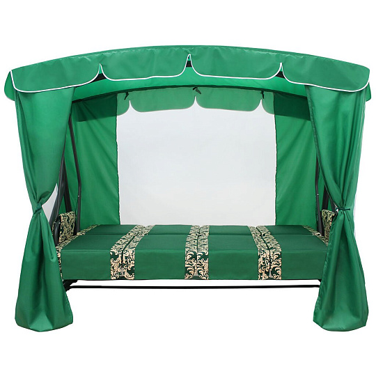 Качели садовые 4-местные, 232х125х195 см, 380 кг, Arno, Оазис Люкс+, раскладываются в кровать, с москитной сеткой, зеленые, 2016-КД-40/Л+, металл