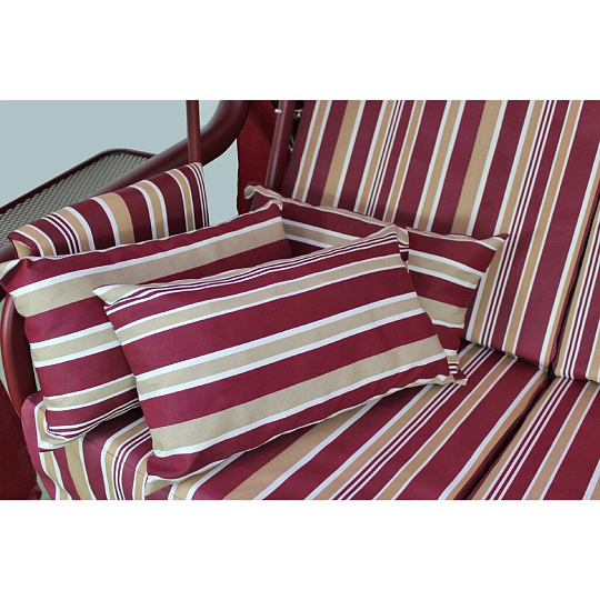 Качели садовые 3-местные, 232х130х185 см, 350 кг, Arno, Элит Люкс, раскладываются в кровать, с москитной сеткой, бордовые, 2016-КД-41/Л, металл