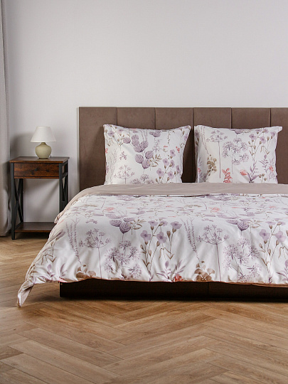 Постельное белье евро, простыня 215х240 см, 2 наволочки 70х70 см, пододеяльник 200х215 см, Майская ночь, микросатин, Флирт, SJT2503-9