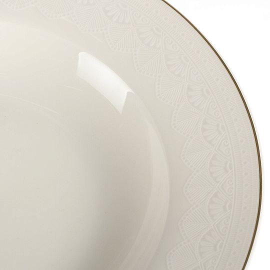 Тарелка суповая, фарфор, 23 см, круглая, White Lace, Fioretta, TDP671