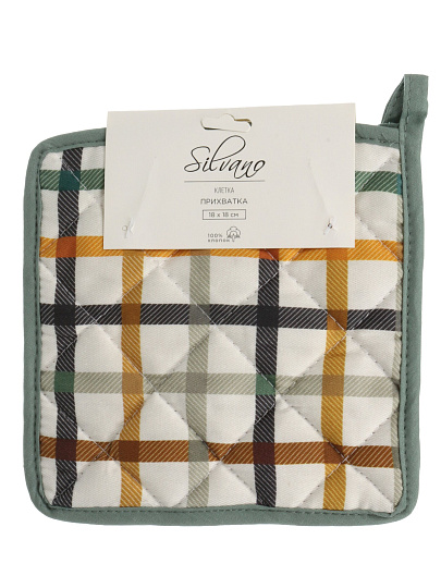 Прихватка 18х18 см, 100% хлопок, клетка, Узб-н