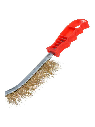 Щетка по металлу 1-рядная, медь, рукоятка пластик, Bartex, 0409001